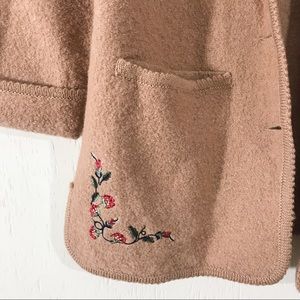 Vintage City Scape Slouchy Embroidered Wool Coat